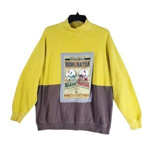 Vtg 2002 Rose Bowl Sweatshirt Miami vs Nebraska Mens M Gray Green RePaved NCAA